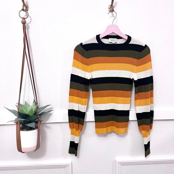 Stockholm Atelier & Other Stories Fall Striped Balloon Sleeve Sweater Size XS - Picture 1 of 5